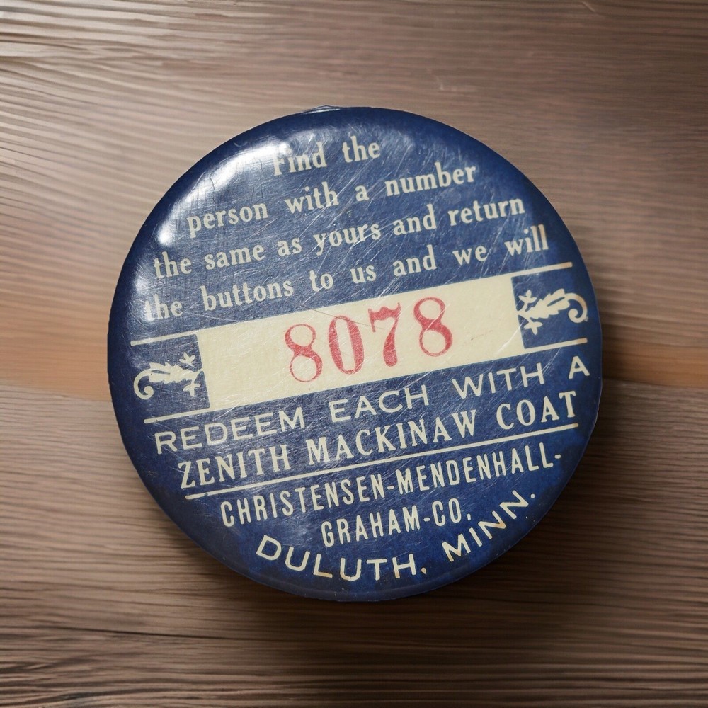 Zenith Mackinaw Coat, Duluth Minnesota, Merchant Button