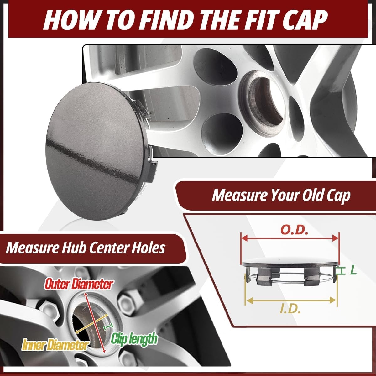 4PCS 83mm Wheel Center Caps Compatible with 2001-2017 Suburban Rim 9595891, OD:3