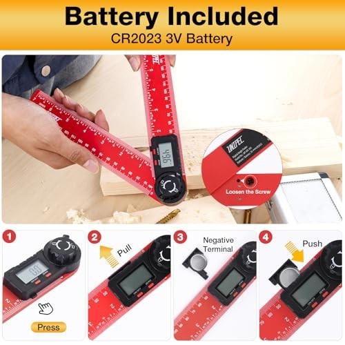Digital Angle Finder Protractor 7" LCD Display Tool for Woodworking & DIY Projec
