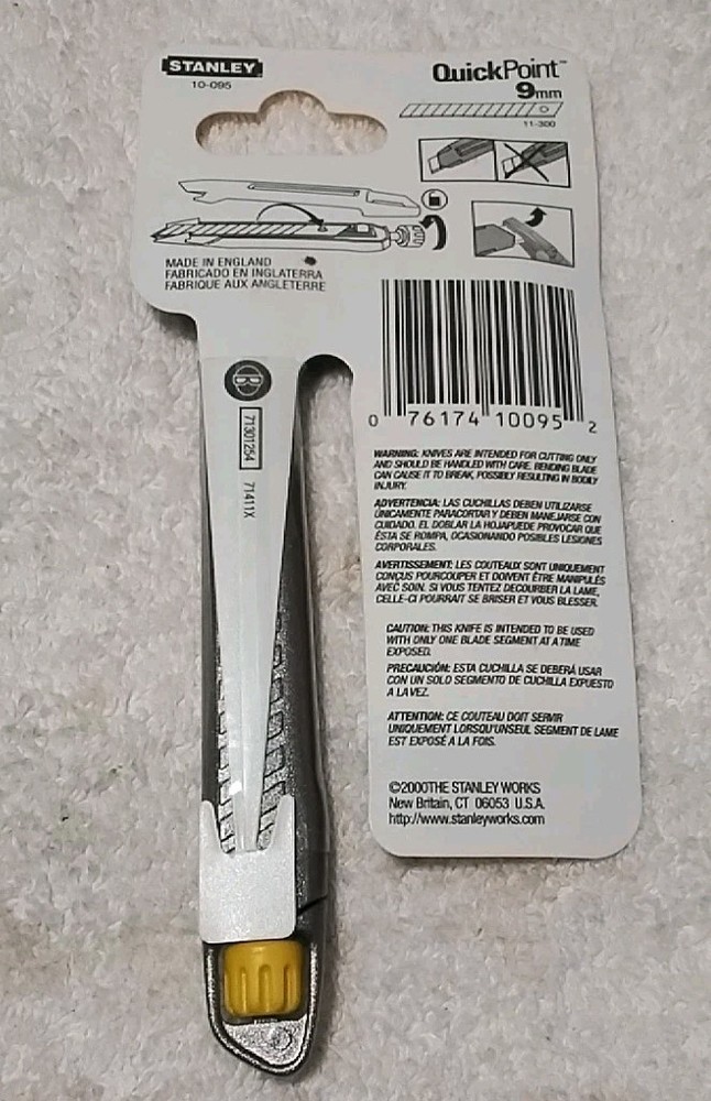 2pc STANLEY 10-095 ALUMINUM INTERLOCKING 9MM SNAP-OFF "QUICK POINT " KNIFE...