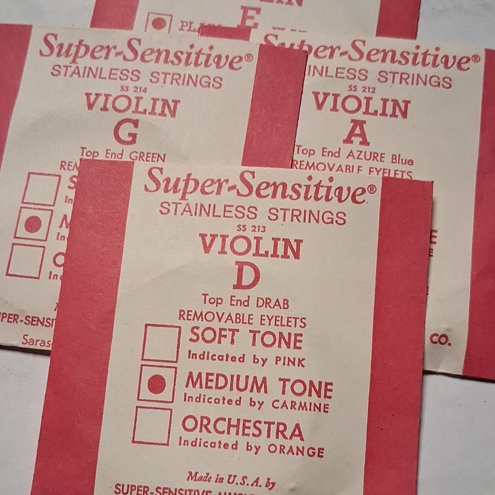 Super-Sensitive SS210 Stainless Steel Violin Strings Set Plain E Flat Wound E