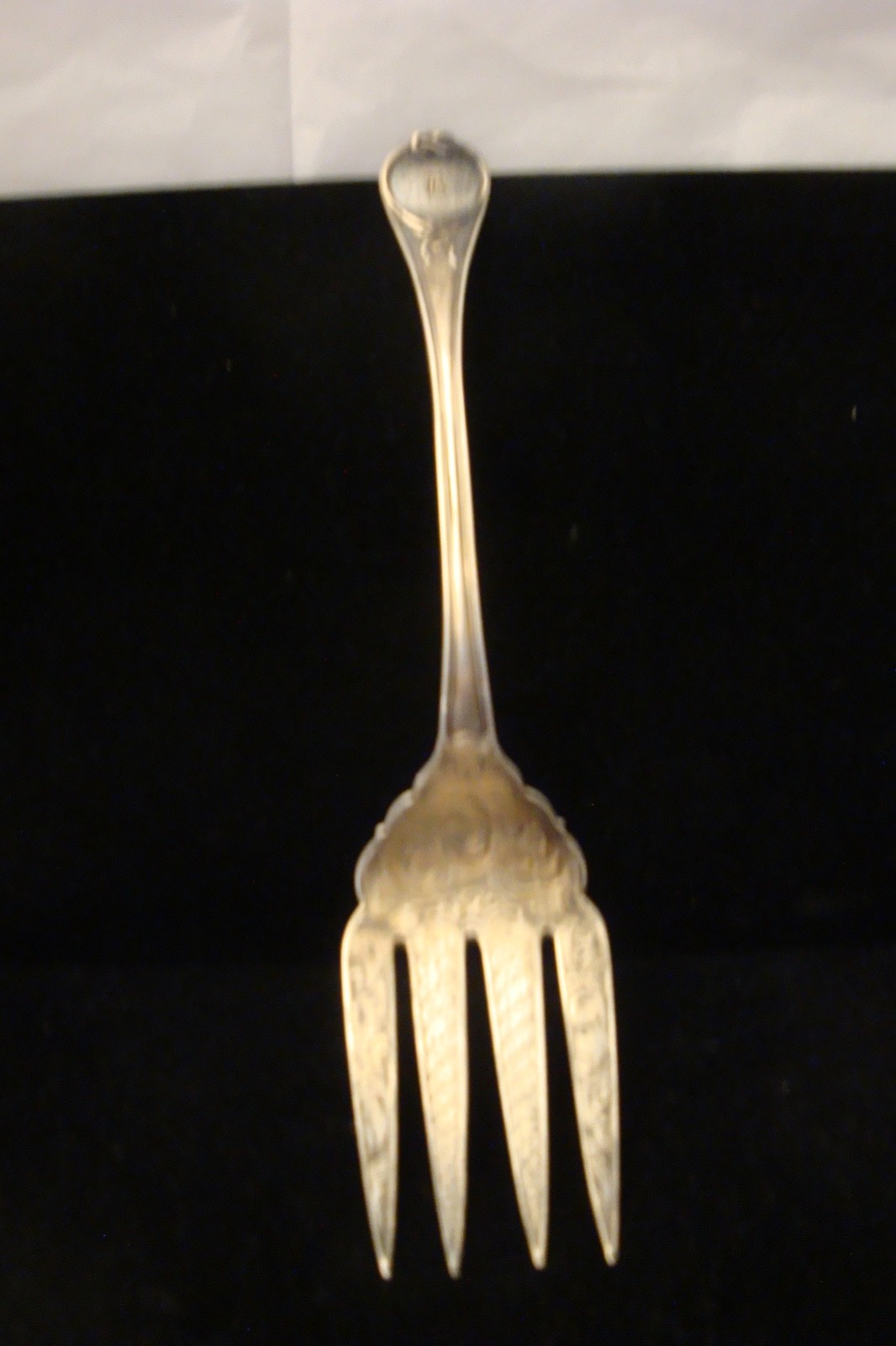 Antique Ball Black & Co coin silver meat fork Mono "B"on handle 10" 118g etched