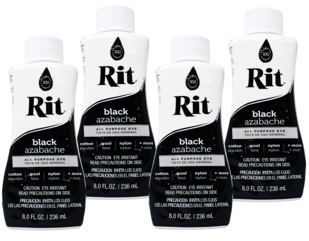 Rit All-Purpose Liquid Dye, 8 Ounce, Black - 4 Pack