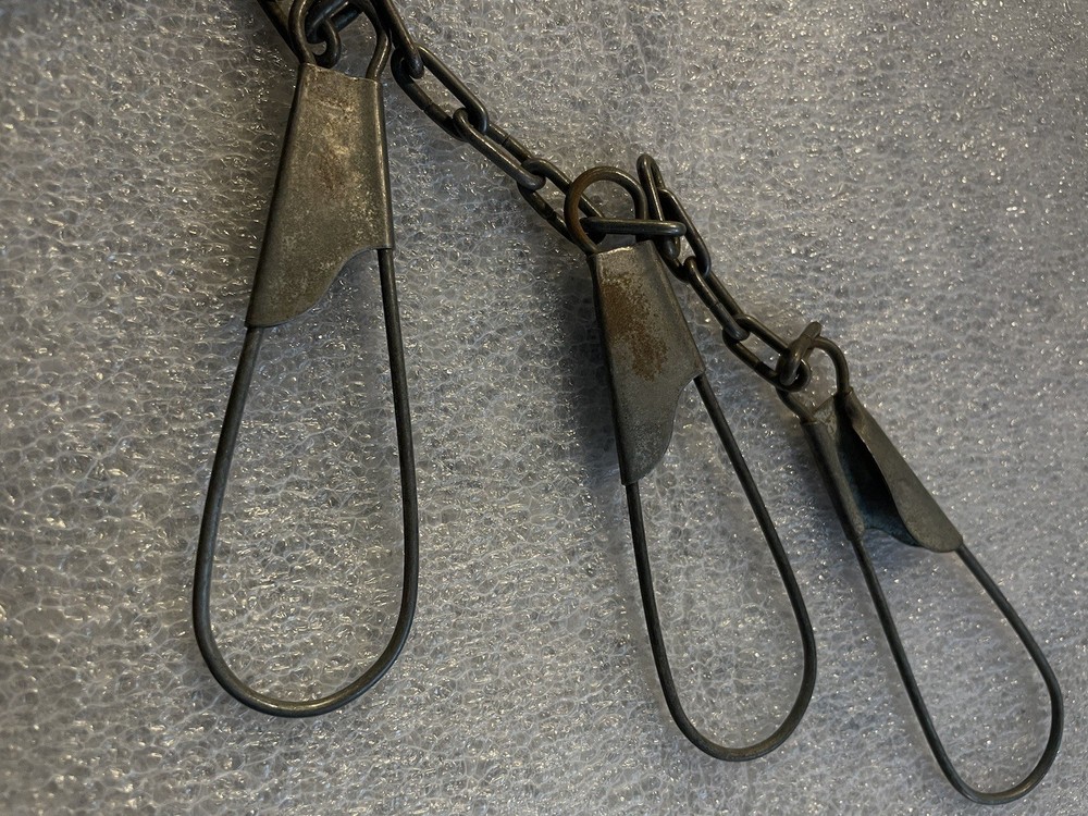 Vtg Metal Chain Link Fish Stringer 9 Snap Loop Clips ??" Long