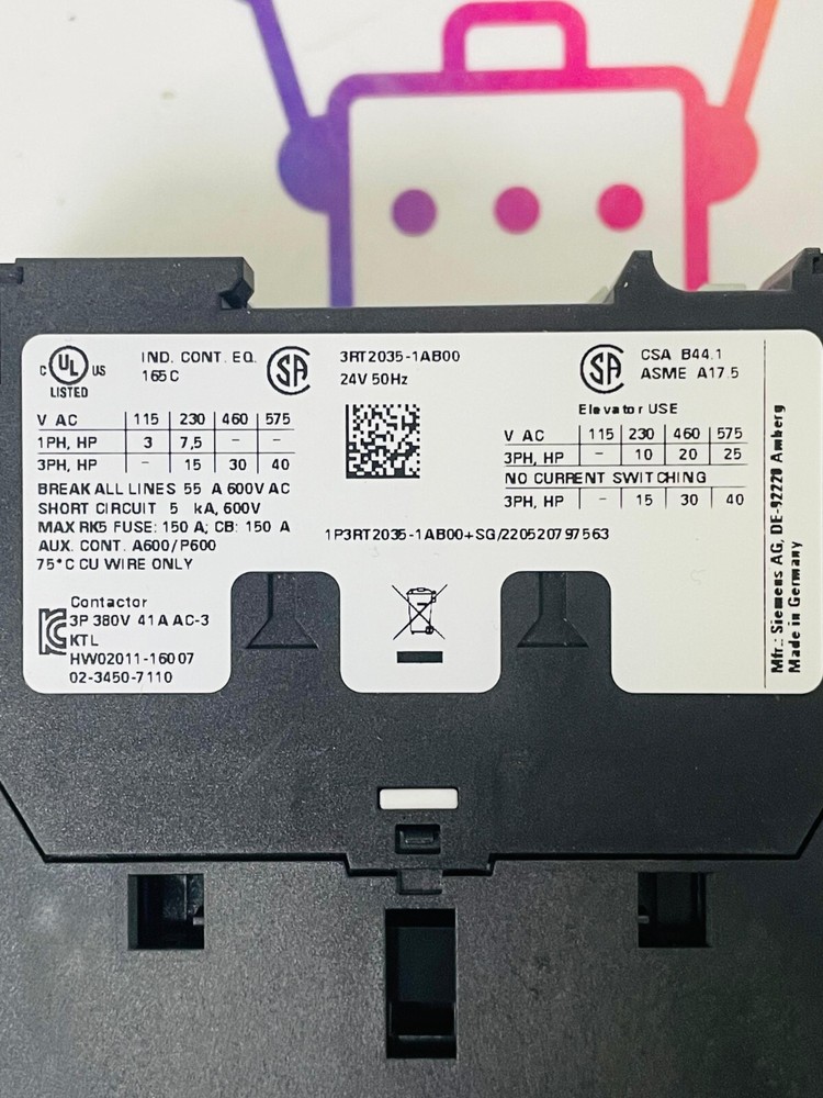 SIEMENS 3RT2035-1AB00 Contactor
