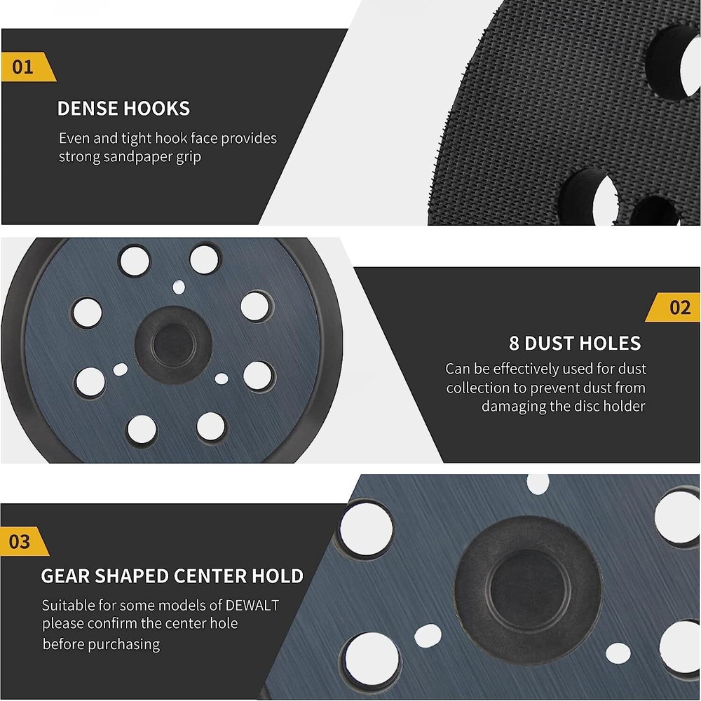 5 inch Orbital Sander Replacement Pad Hook Loop for Dewalt, Makita, Porter Cable