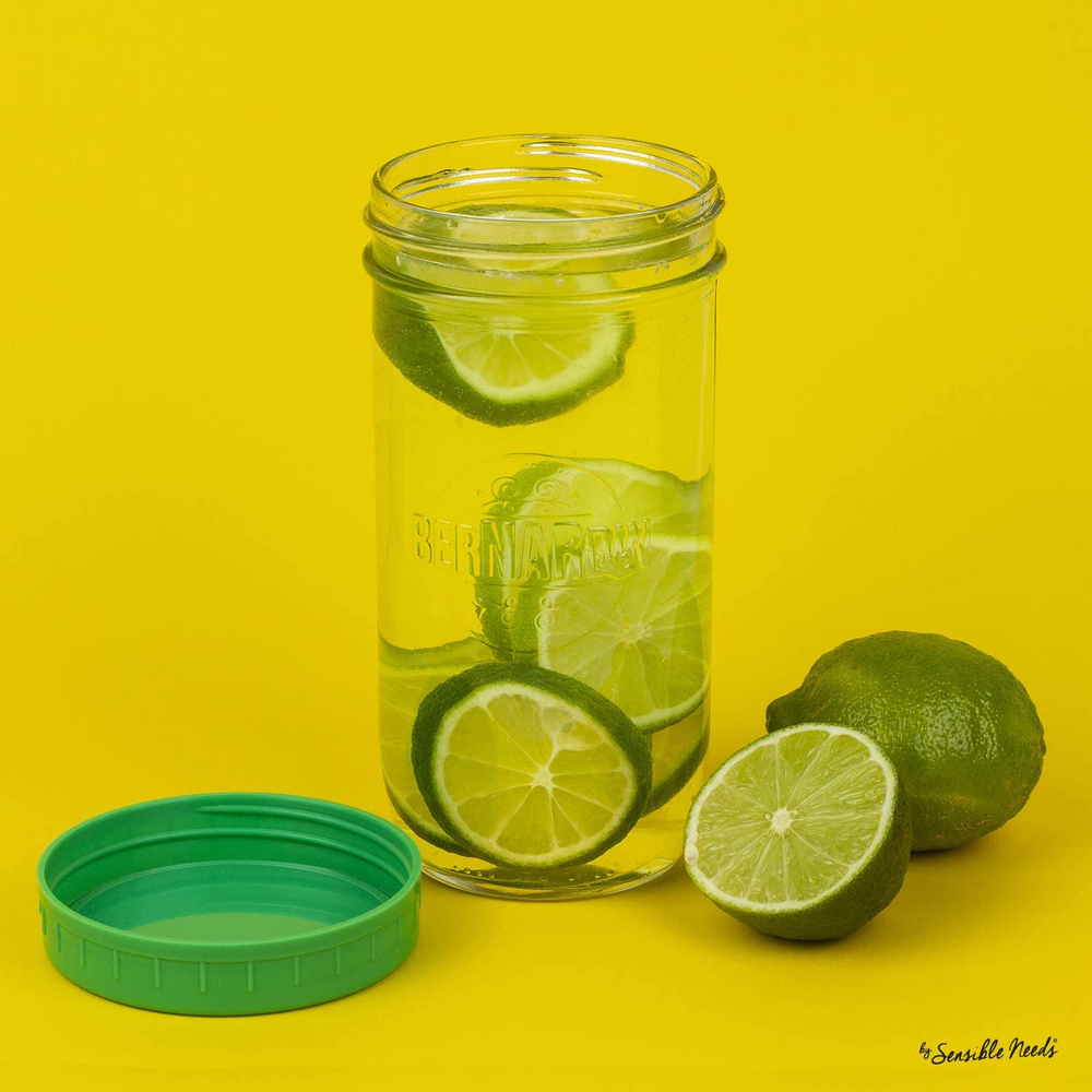 Sensible Needs 16 Pack Colored Plastic Storage Lids Mason Jar 8 Regular &Wide