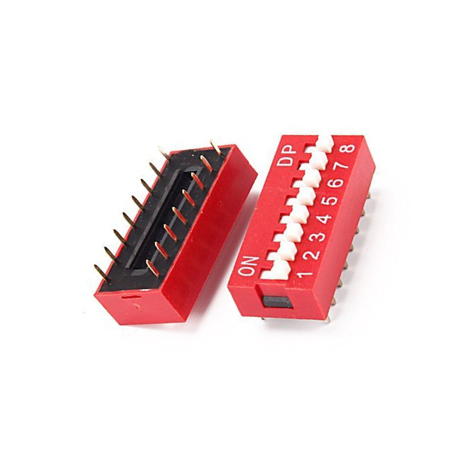 10PCS Slide Type Switch Module 2.54mm 8-Bit 8 Position Way DIP Red Pitch