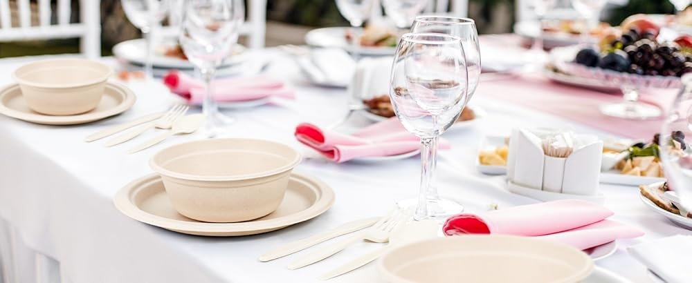 Disposable Paper Plates Set postable Srcane Plates, Bowls,