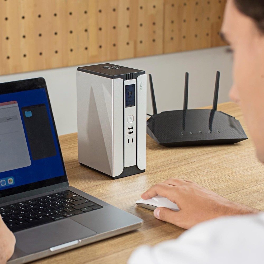 UPS Battery Backup Surge Protector for Computer Security Cam Solar Charging LCD