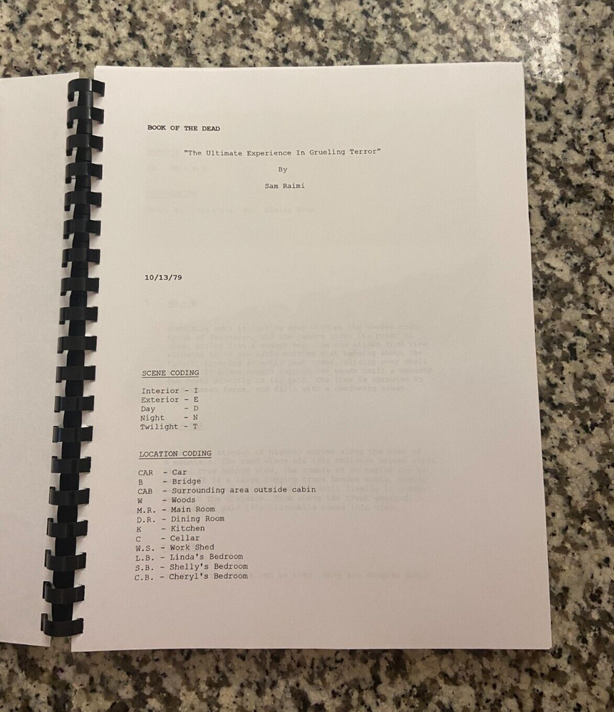Evil Dead Horror Movie Script Reprint Full Screenplay Script