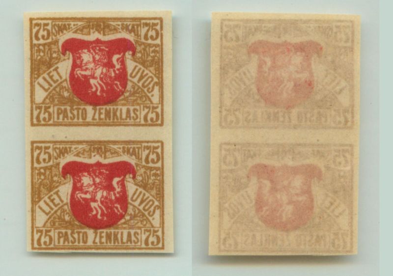 Lithuania 🇱🇹 1919 SC 57 MNH imperf wmk 145 vertical pair . e7005