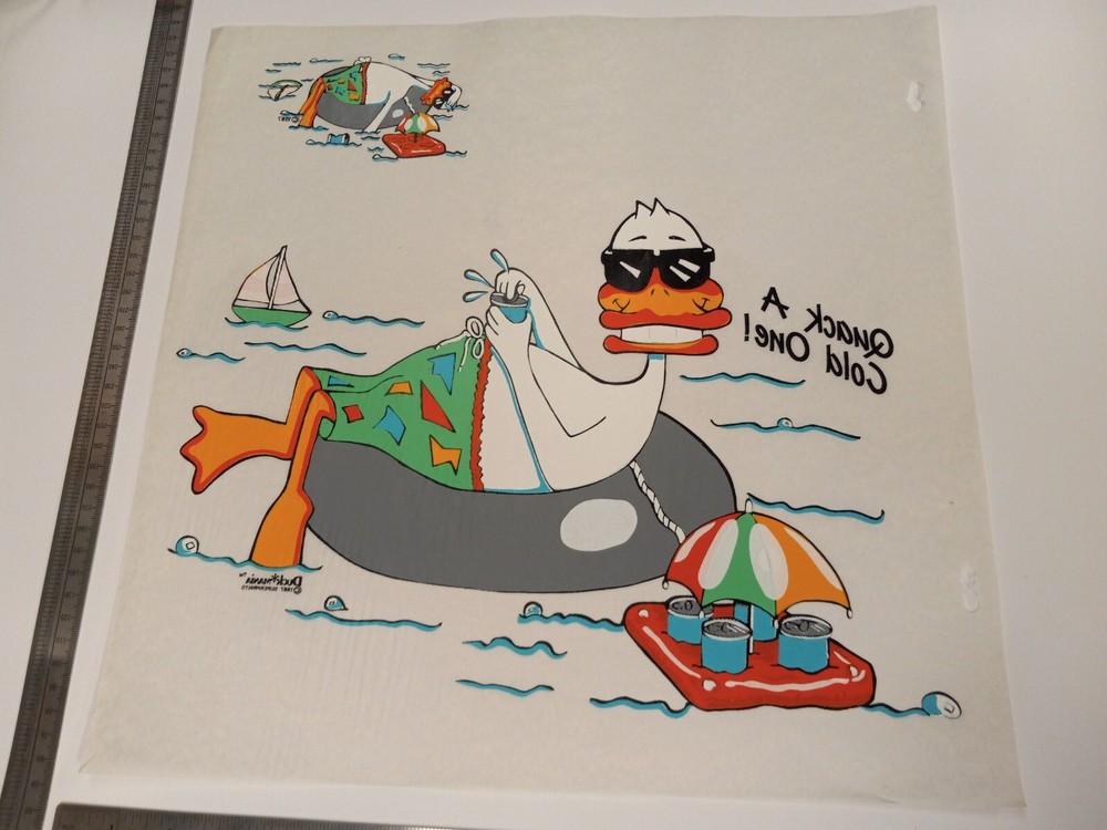 Vintage (Original Bootleg Iron -On  / Heat Transfer) Quack a Cold One Duck Drunk