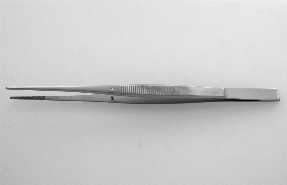 Cushing Dressing Forceps 7" Straight Serrated Tips Scraper End
