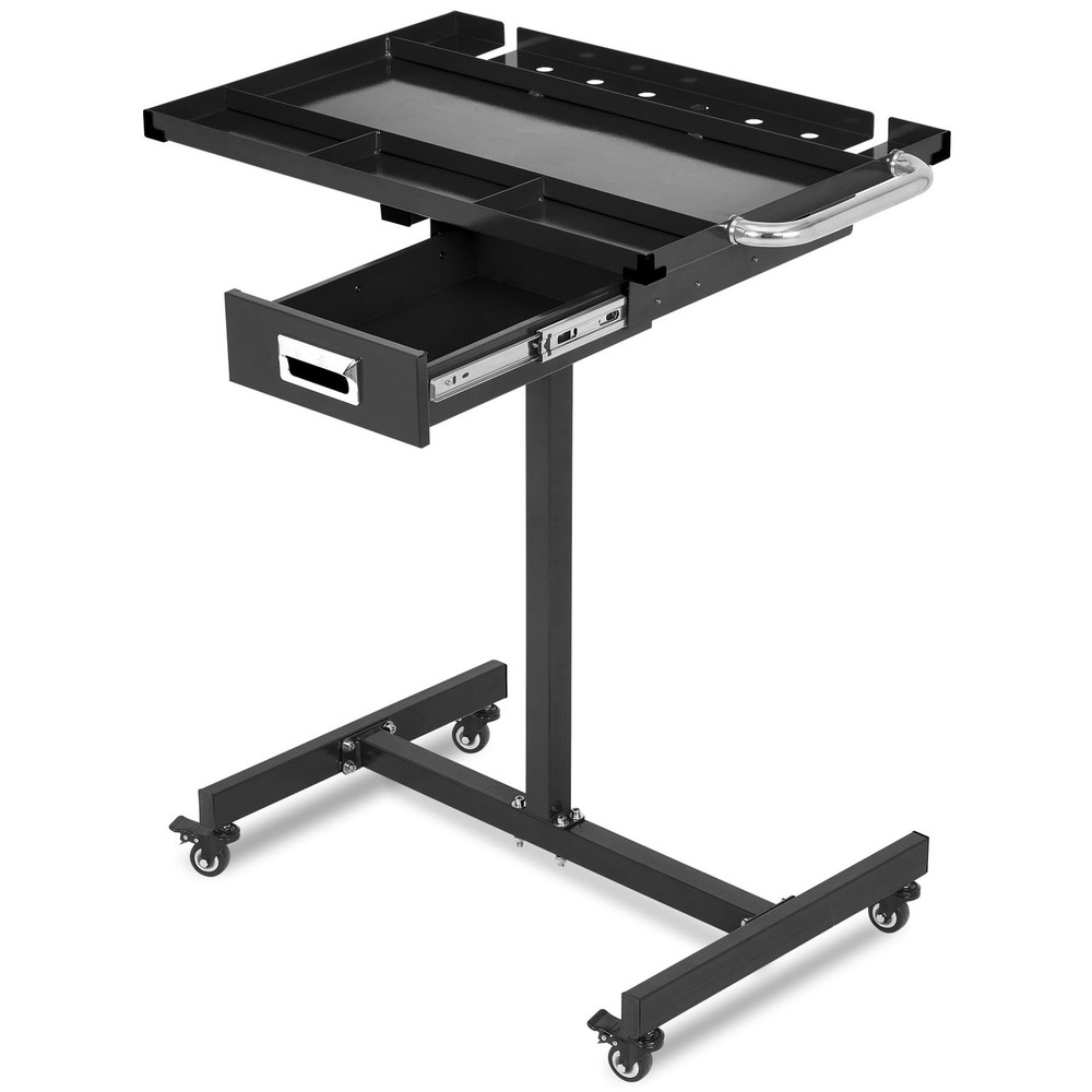 Rolling Tool Tray with Wheels Adjustable Height Mobile Work Table 300Lb Capacity