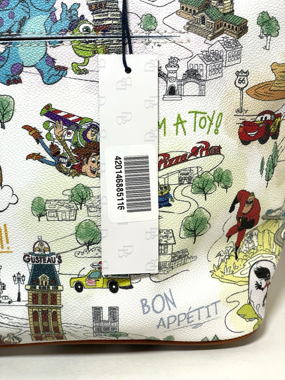 New Disney Parks Dooney & Bourke Pixar Maps Tote Bag Purse Exact Bag Pictured
