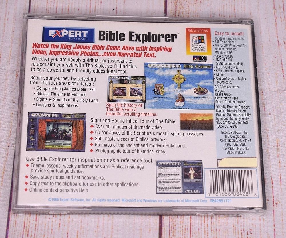 Bible Explorer CD-Rom For Windows 95 or Windows 3.1 Expert Software PC W/Case