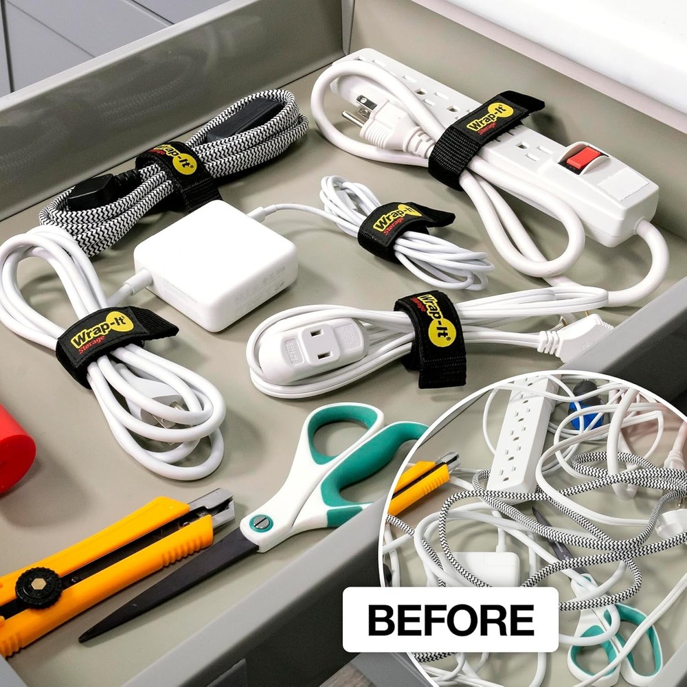 20-Pack Assorted Hook and Loop Straps for Cables, Hoses and Organization