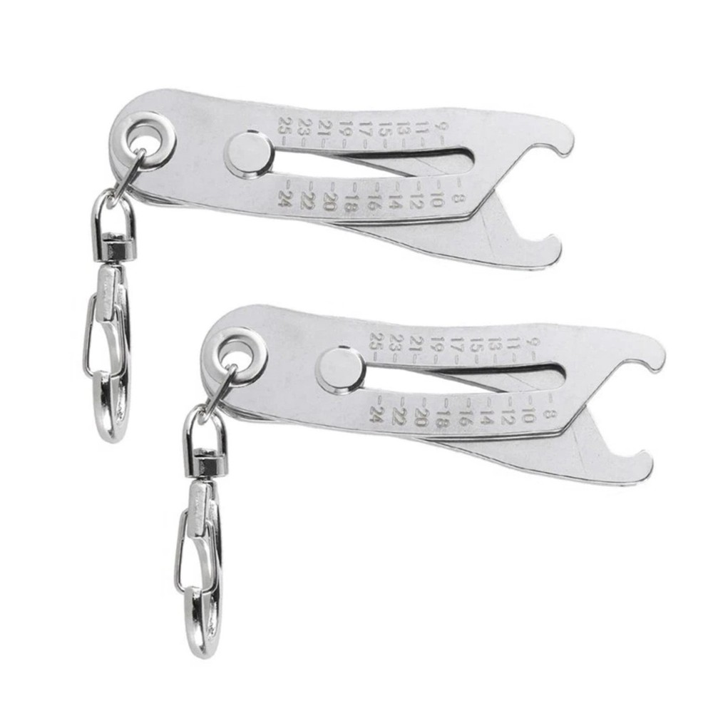 Stainless Steel Bolt Size Identifier - Thread Gauge with Keychain Attachment