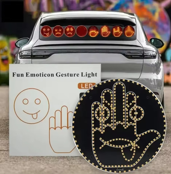 Finger Gesture Light with Remote LED Car Back Window Funny Sign Hand Light
