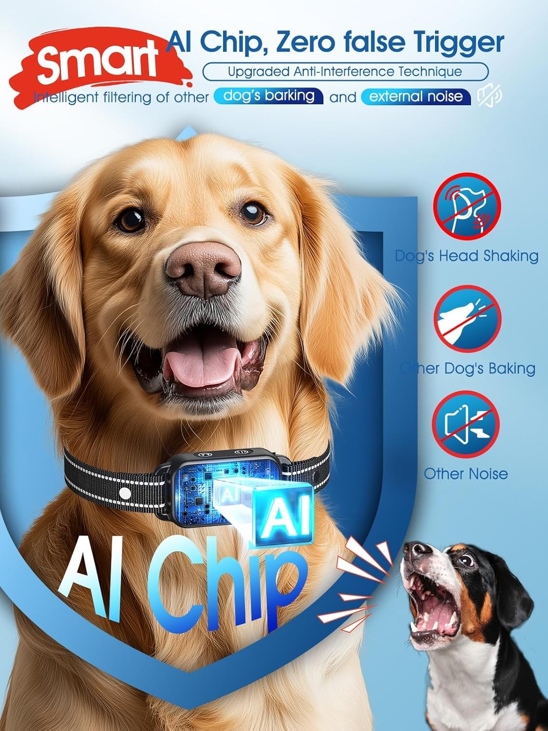 DINJOO - Smart Bark Training Collar for Dogs - Bark Collar- Free Shipping