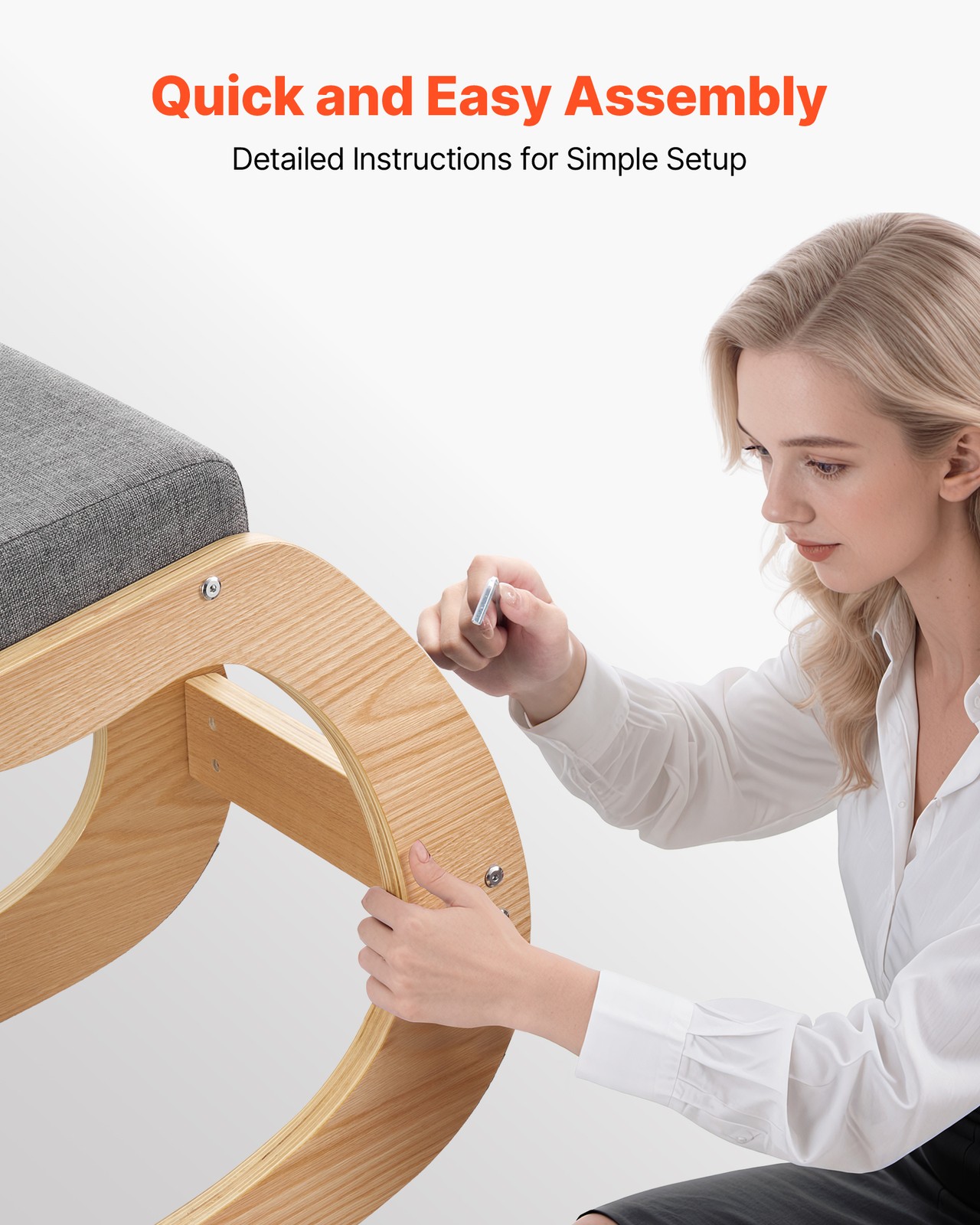 VEVOR Ergonomic Kneeling Chair with Thick Cushions Adjustable Height Gray