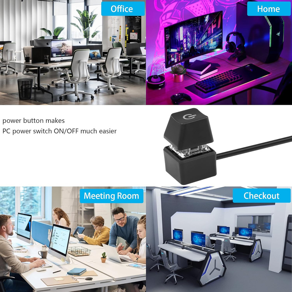 Sinloon Desktop Switch Desktop Computer Power Switch External Remote Start Compu