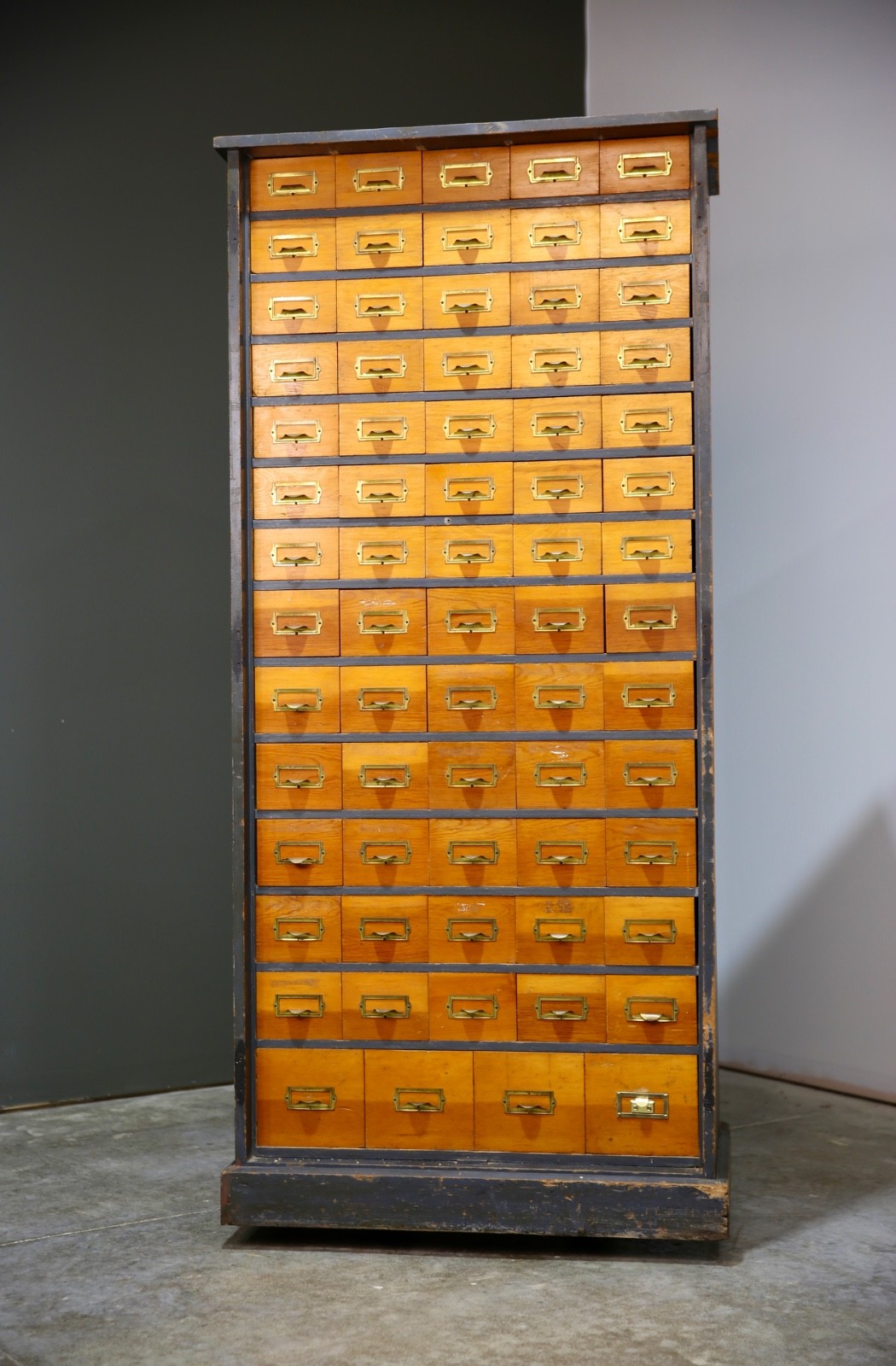 Antique Card Catalog Wood Apothecary Cabinet industrial vintage drawer cubby