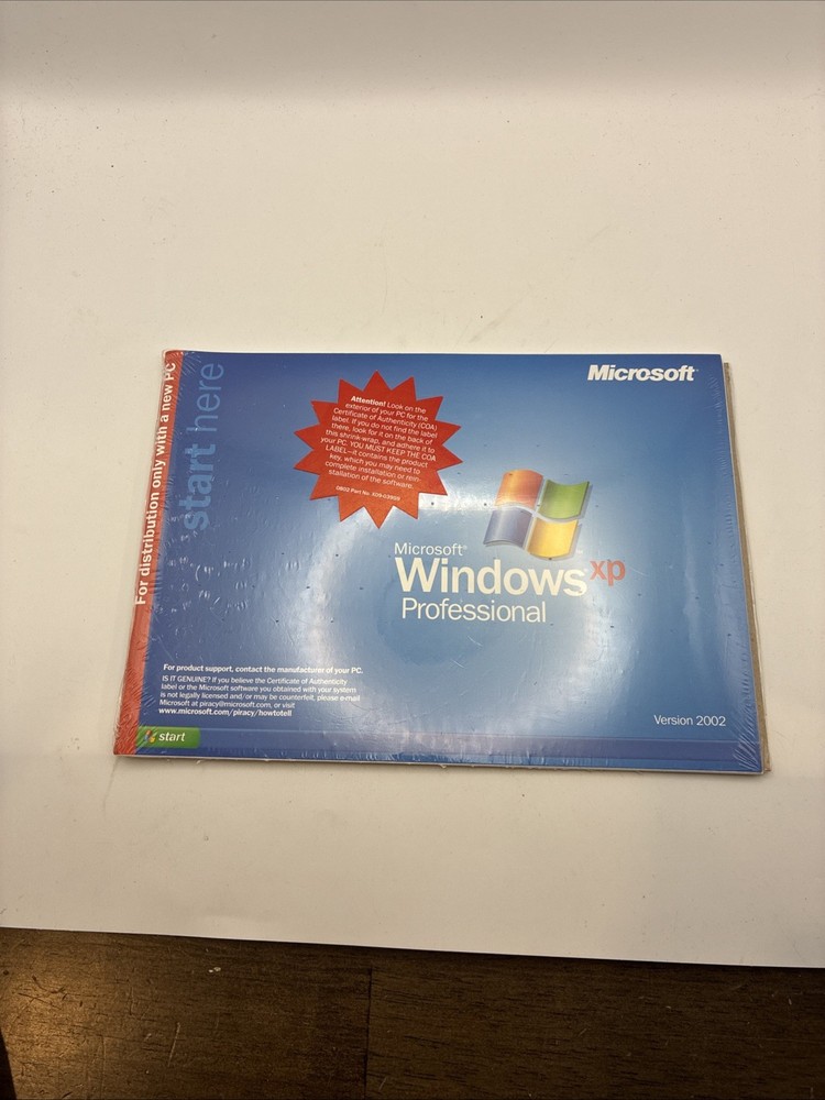 Microsoft Windows XP Professional Version 2002 SP-1a Sealed for 2 PC