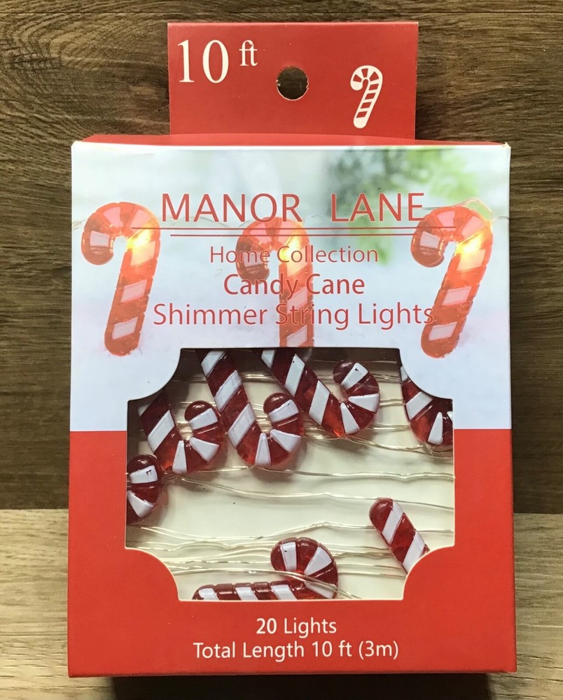 Manor Lane 20 CANDY CANE Shimmer String Lights 10ft Silver Metal String DEFECT