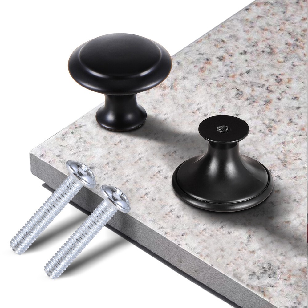 30 Pack Matte Black Kitchen Cabinet Knobs Round Drawer Pulls Stainless Steel