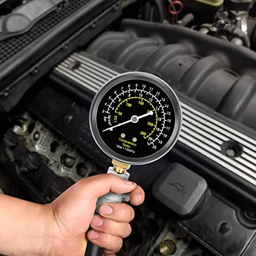 13pcs Compression Tester & Spark Plug Tester - 300PSI Engine Gauge Tool