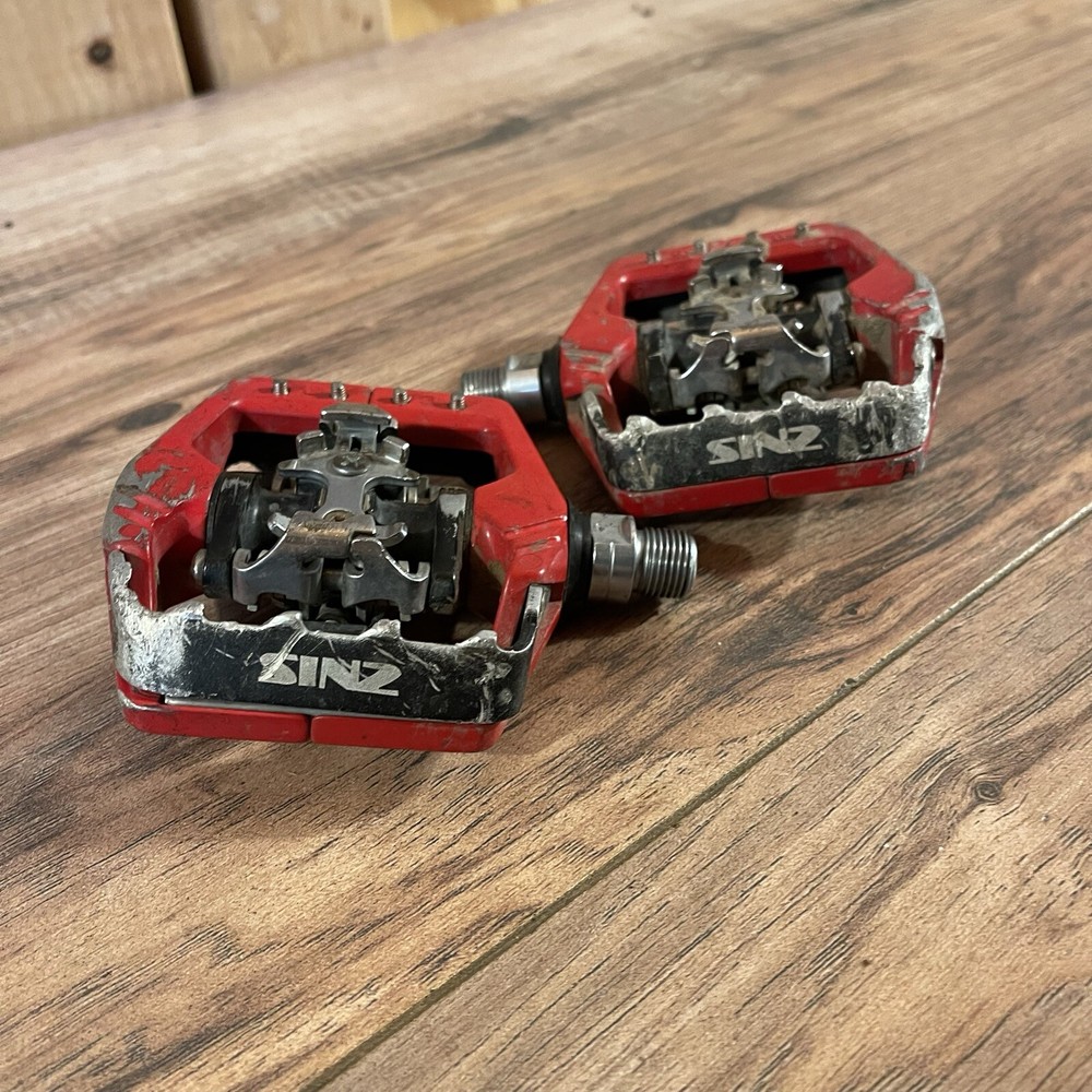 SINZ WPD-103 Clipless MTB Pedal Red Alloy Platform 9/16