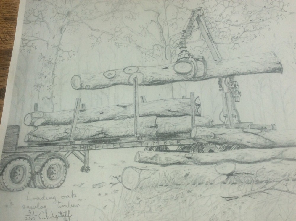 Highcliffe Timber Logging Signed C Wagstaff Countryside Drawing Dated Ltd Ed