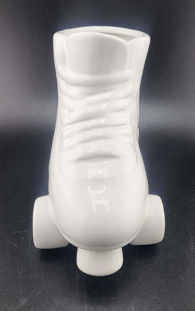 White Retro Rollerskate Planter Vase Ceramic Decor