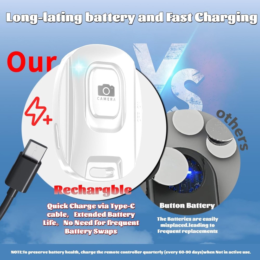 MAIRAN Rechargeable Wireless Camera Remote Shutter for iPhone and Android Smartp