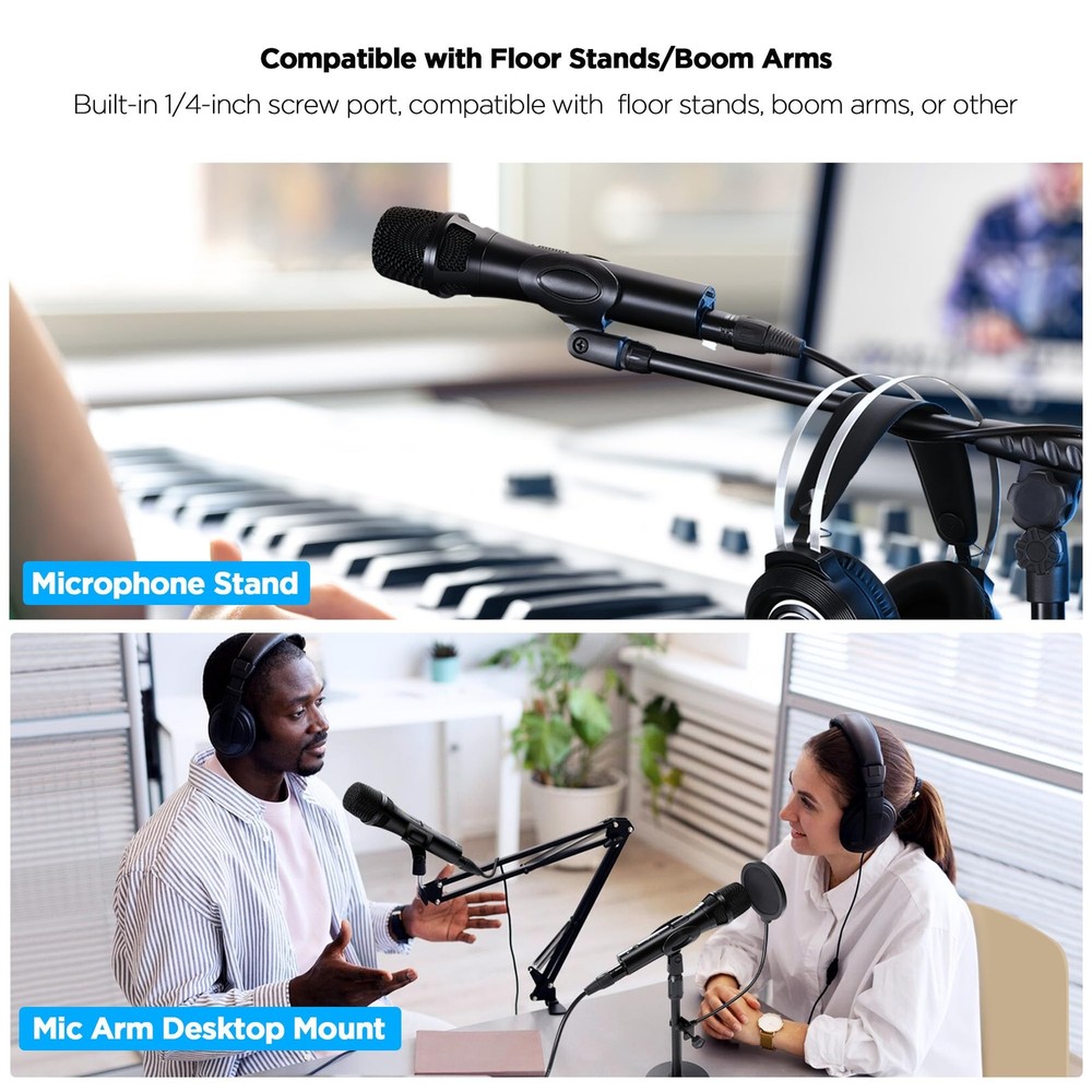 Xlr Usb Dynamic Microphone for Singing Recording, Metal Dynamic Studio Singin...