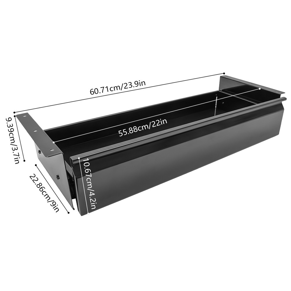 Black Sliding Pull-out Drawer Under Table Mounted Drawer Storage Box Organizer