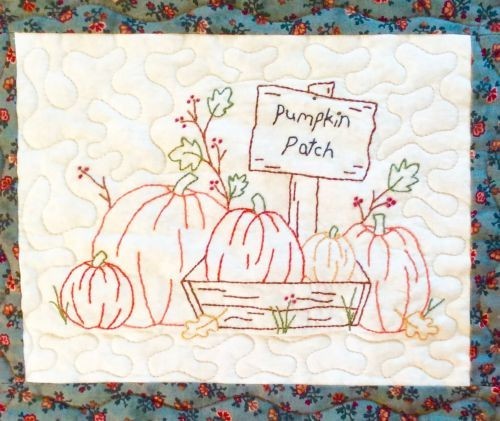Pumpkin Patch Embroidery Pattern, Note Card and Envelope ~ 3 items for 1 price