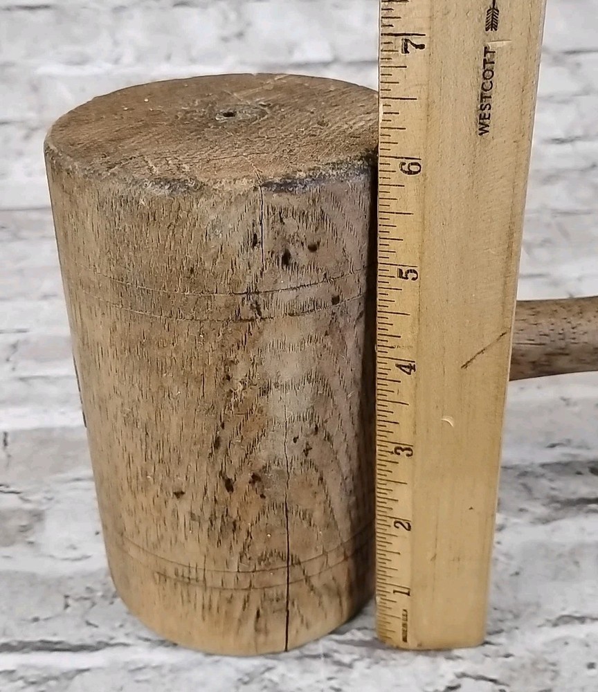 VTG Wood Mallet, Rustic Primitive Hand Tool Decor | Solid Carved Carpenter’s