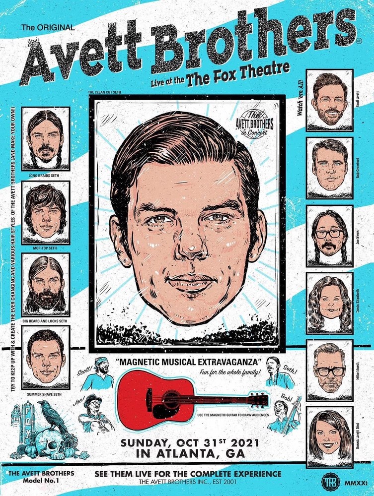 Avett Brothers Fox Theatre Atlanta GA OCT 31 N2 2021 Screen Print AP Poster #/50