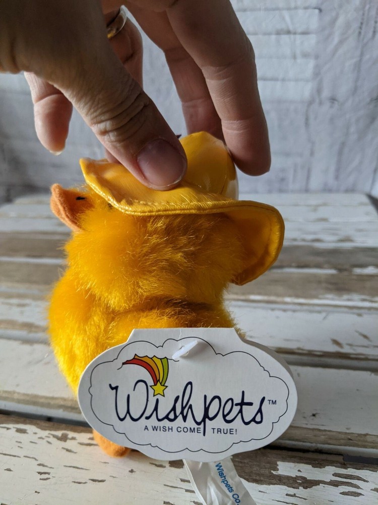 Wishpets Squeaker Spring Duck Yellow Easter raincoat toy