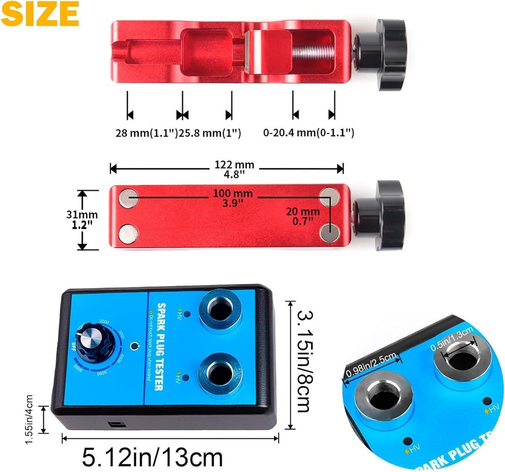 Dual-Hole Spark Plug Tester & RPM Adjustable Gap Tool for Optimal Engine Tuning