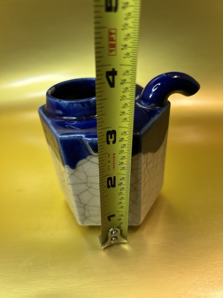 Plaid Ceramic Cube Teapot made in Japan.