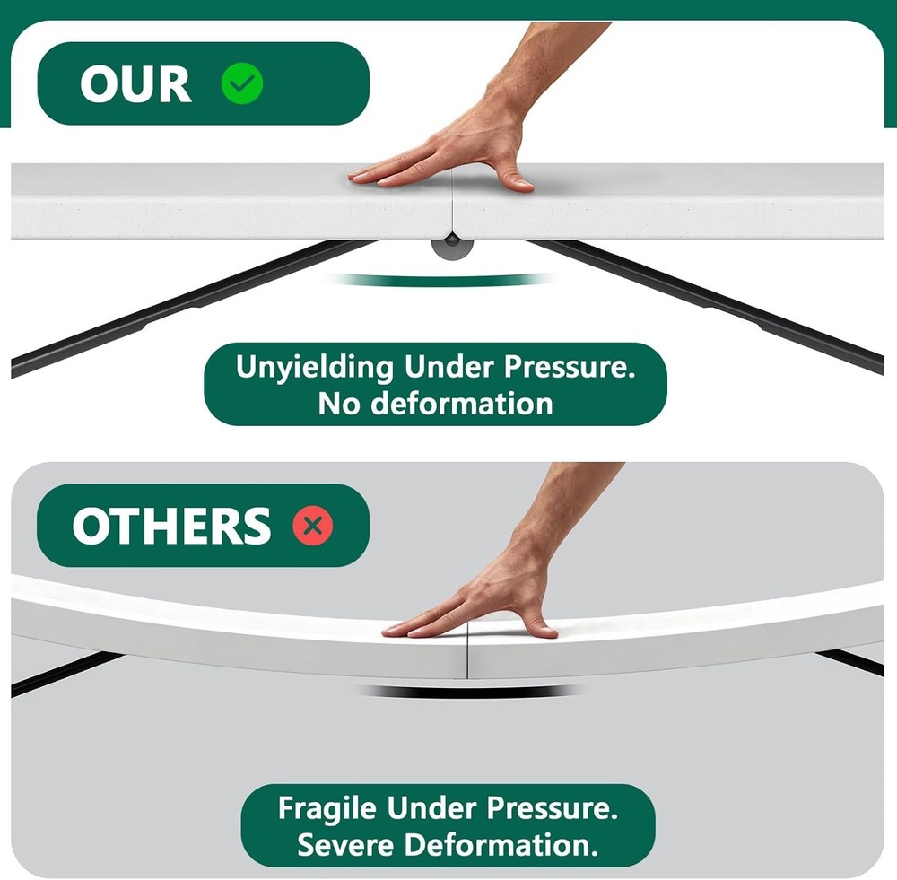 Folding Table 5FT Heavy Duty Plastic Table, Foldable&Portable, Fold-in-Half Util