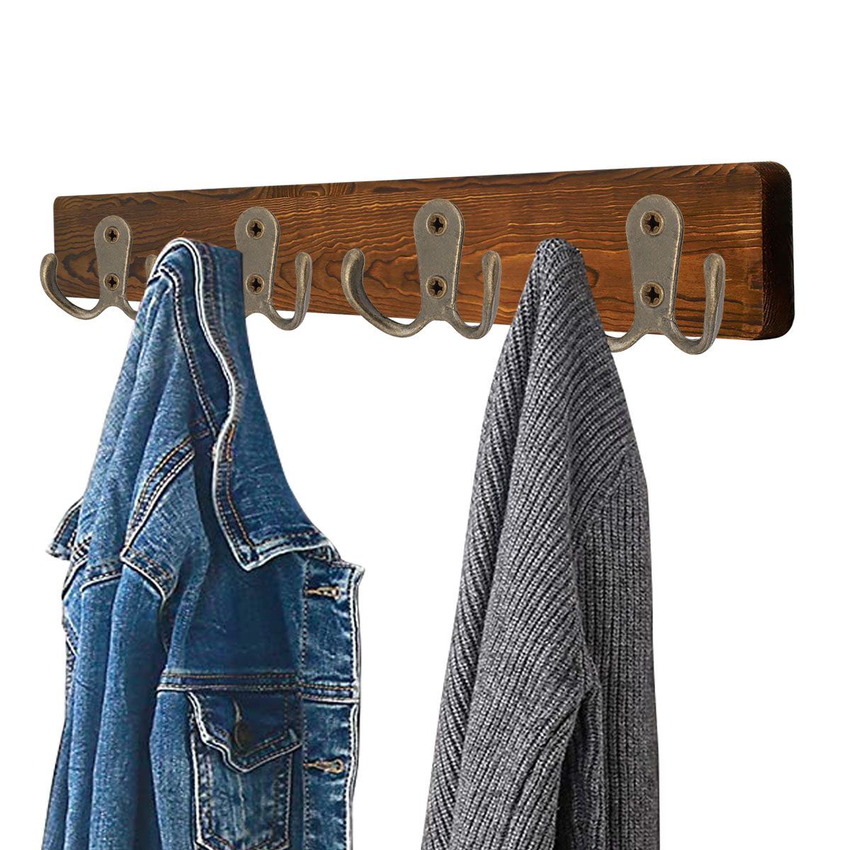 10/20pcs Heavy Duty Double Prong Coat Hooks Wall Mounted Retro Robe Hat Clothes