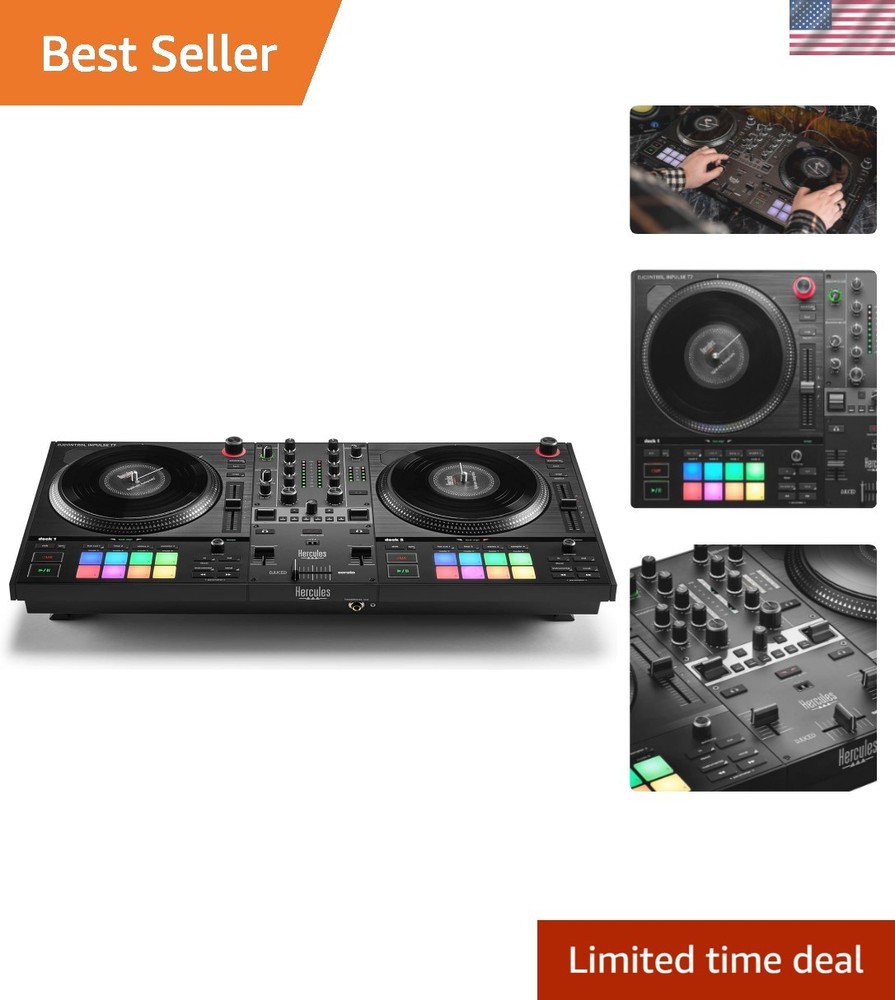 DJControl Inpulse T7: Lightweight Motorized DJ Controller with RGB Pads & STEMS