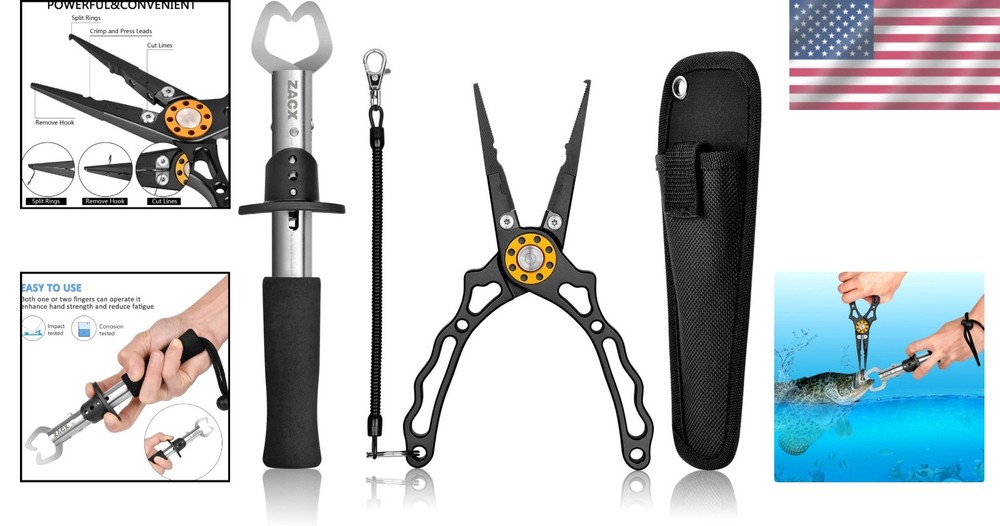 Fish Lip Gripper Pliers - Upgraded Muti-Function Hook Remover and Split Ring Pli