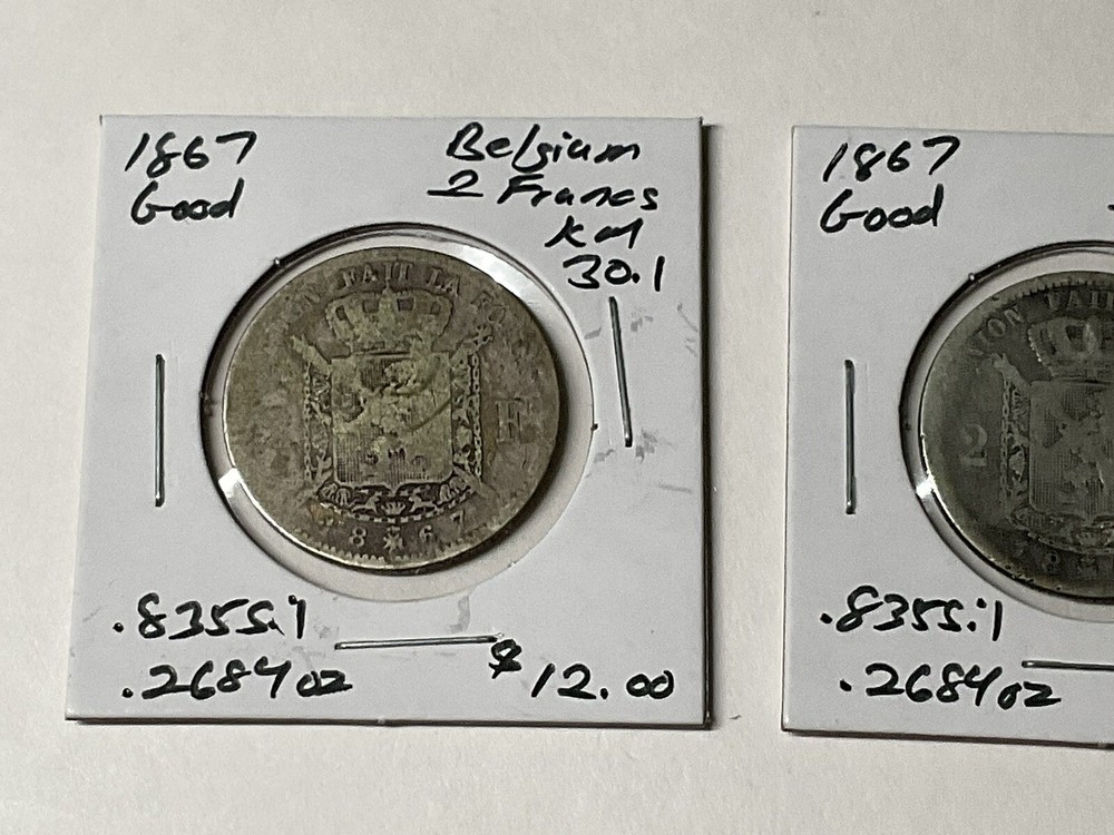 1867 Belgium 2 Francs