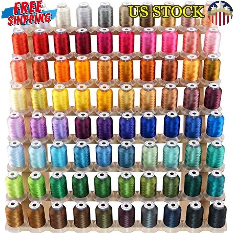 80 Spools Polyester Embroidery Thread 500M Compatible W/ Janome Robison-Anton US